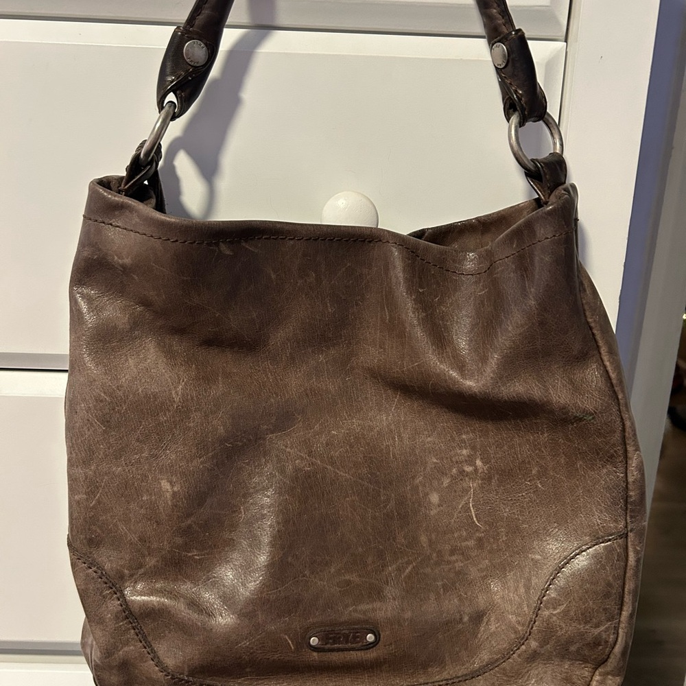 Frye Dark Brown Leather Hobo Bag